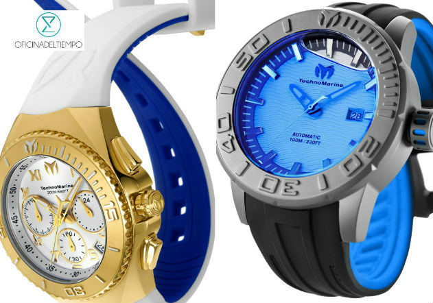 Reloj TechnoMarine original, blaco con dorado y gris con azul