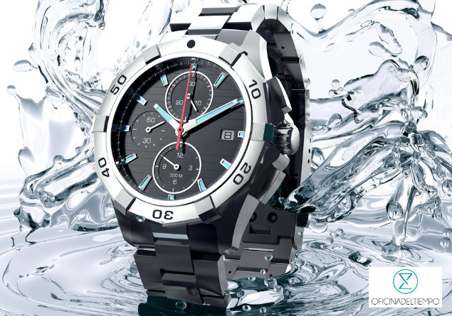 Reloj resistente al agua negro con plateado 