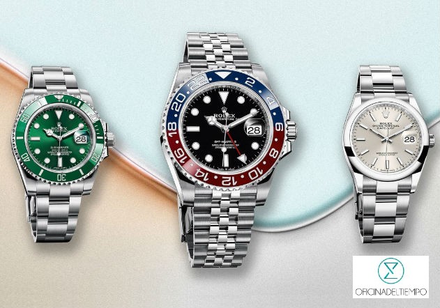 Tres relojes rolex plateados