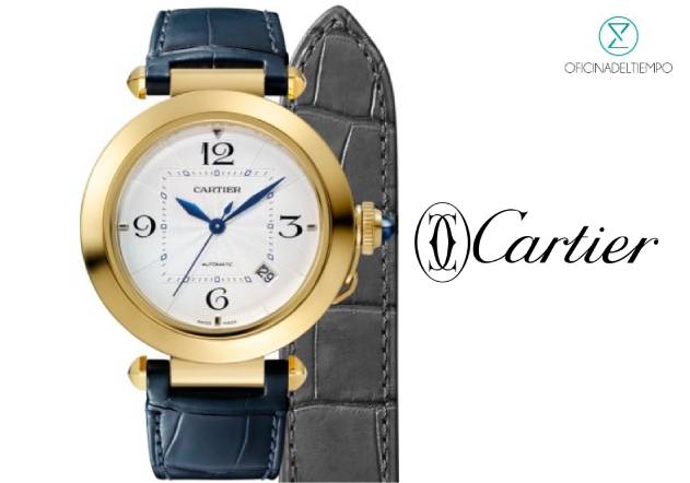 Reloj cartier original dorado y azul 